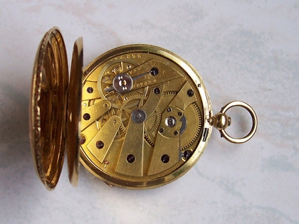 VINTAGE - ANTIQUE Du Bois & Cie GOLD CYLINDER 14K POCKET WATCH